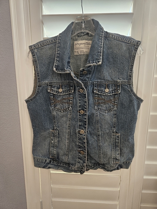 Aéropostale Distressed Blue Denim Vest - Picture 2 of 14